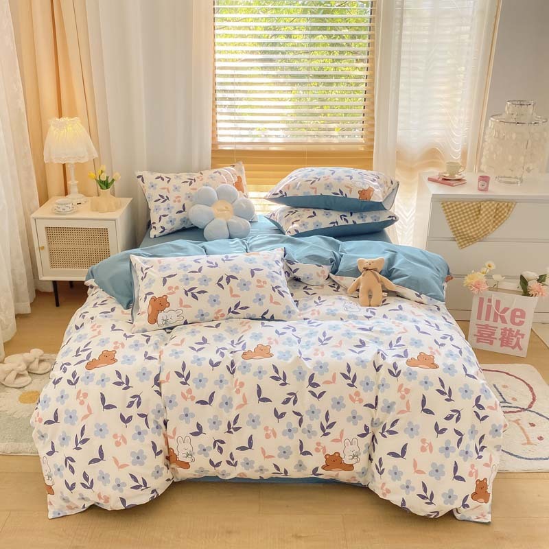 HKM-156051 Pure Cotton Brushed Four-Piece Thick Bedding Set in Various Patterns