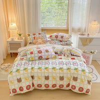 HKM-156051 Pure Cotton Brushed Four-Piece Thick Bedding Set in Various Patterns