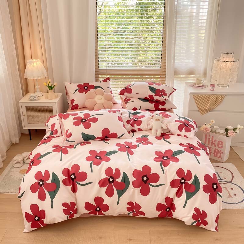 HKM-156051 Pure Cotton Brushed Four-Piece Thick Bedding Set in Various Patterns