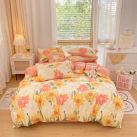 HKM-156051 Pure Cotton Brushed Four-Piece Thick Bedding Set in Various Patterns