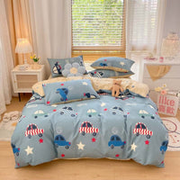 HKM-156051 Pure Cotton Brushed Four-Piece Thick Bedding Set in Various Patterns