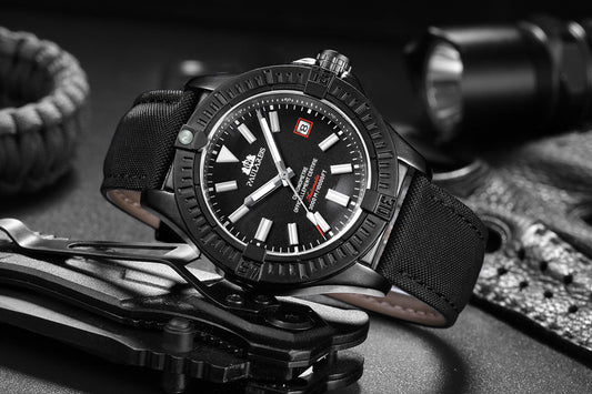 HKM-156243 Luminous Mechanical Sports Watch with Calendar, Waterproof and Durable Leather Strap, 45mm Dial