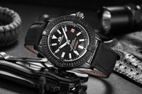 HKM-156243 Luminous Mechanical Sports Watch with Calendar, Waterproof and Durable Leather Strap, 45mm Dial