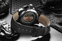 HKM-156243 Luminous Mechanical Sports Watch with Calendar, Waterproof and Durable Leather Strap, 45mm Dial