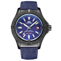 HKM-156243 Luminous Mechanical Sports Watch with Calendar, Waterproof and Durable Leather Strap, 45mm Dial
