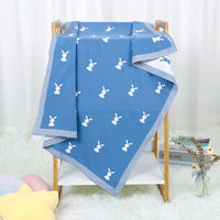 HKM-156307 Cute Animal Pattern Knitted Cotton Blanket for Infants and Toddlers, 100x80cm in Multiple Colors