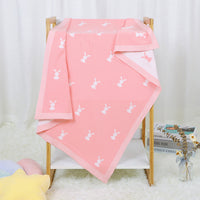 HKM-156307 Cute Animal Pattern Knitted Cotton Blanket for Infants and Toddlers, 100x80cm in Multiple Colors