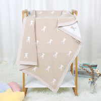 HKM-156307 Cute Animal Pattern Knitted Cotton Blanket for Infants and Toddlers, 100x80cm in Multiple Colors