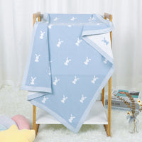 HKM-156307 Cute Animal Pattern Knitted Cotton Blanket for Infants and Toddlers, 100x80cm in Multiple Colors