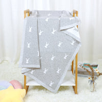 HKM-156307 Cute Animal Pattern Knitted Cotton Blanket for Infants and Toddlers, 100x80cm in Multiple Colors