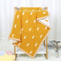 HKM-156307 Cute Animal Pattern Knitted Cotton Blanket for Infants and Toddlers, 100x80cm in Multiple Colors