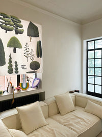 HKM-156435 Cute Tree Nordic Tapestry Wall Hanging - Plush Plants and Flowers Design (1000MM x 1200MM)