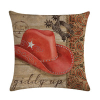 HKM-156435 Wild West-Themed Throw Pillow Cover in PP Stretch Cotton, 45cm x 45cm