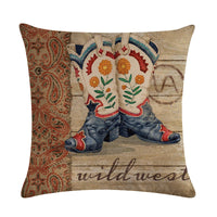 HKM-156435 Wild West-Themed Throw Pillow Cover in PP Stretch Cotton, 45cm x 45cm