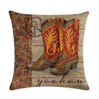 HKM-156435 Wild West-Themed Throw Pillow Cover in PP Stretch Cotton, 45cm x 45cm