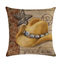 HKM-156435 Wild West-Themed Throw Pillow Cover in PP Stretch Cotton, 45cm x 45cm
