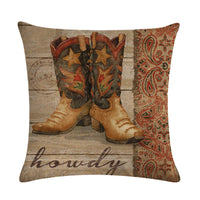 HKM-156435 Wild West-Themed Throw Pillow Cover in PP Stretch Cotton, 45cm x 45cm