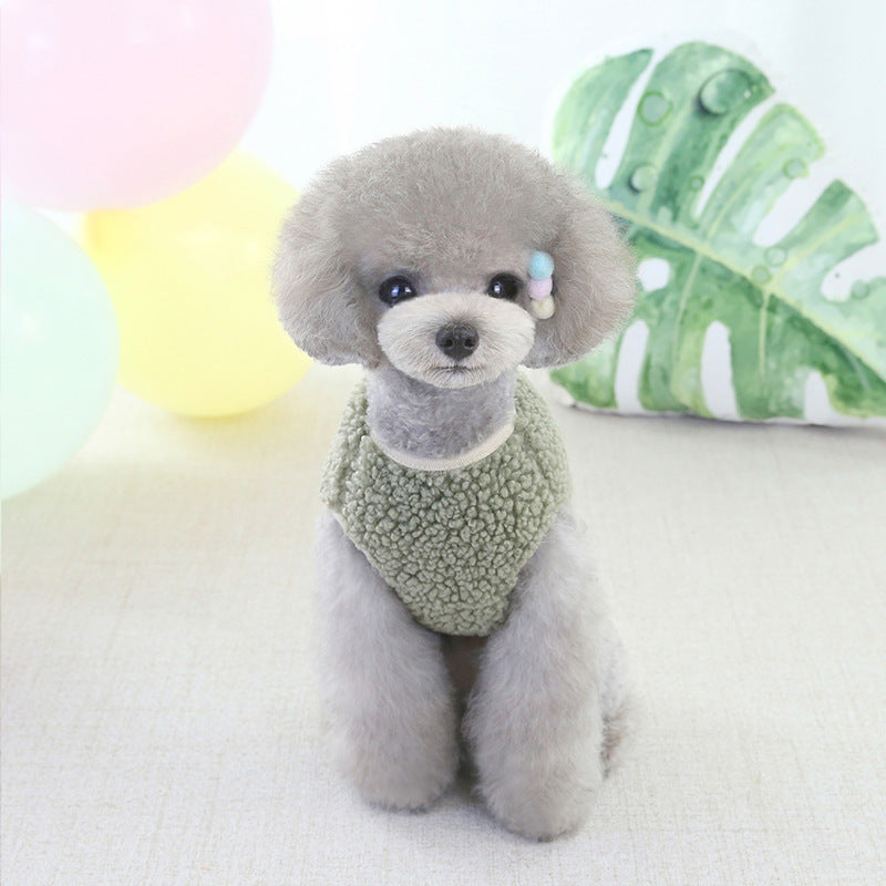 HKM-156499 Cozy Velvet Vest for Pets in Orange, Bean Green, and Gray - Sizes S to XXL