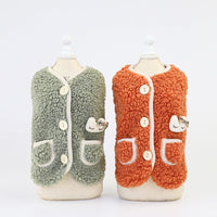 HKM-156499 Cozy Velvet Vest for Pets in Orange, Bean Green, and Gray - Sizes S to XXL