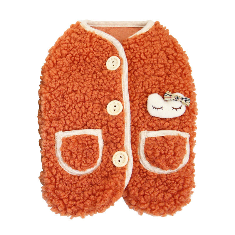 HKM-156499 Cozy Velvet Vest for Pets in Orange, Bean Green, and Gray - Sizes S to XXL