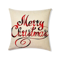 HKM-156563 Nordic Style Christmas Linen Pillow Cover with Plant and Flower Print, 45x45cm