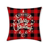 HKM-156563 Nordic Style Christmas Linen Pillow Cover with Plant and Flower Print, 45x45cm