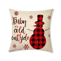 HKM-156563 Nordic Style Christmas Linen Pillow Cover with Plant and Flower Print, 45x45cm