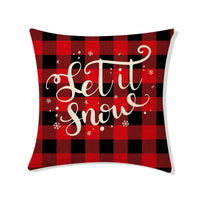 HKM-156563 Nordic Style Christmas Linen Pillow Cover with Plant and Flower Print, 45x45cm