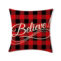 HKM-156563 Nordic Style Christmas Linen Pillow Cover with Plant and Flower Print, 45x45cm
