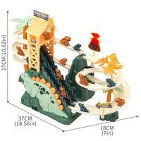 HKM-156691 Dinosaur Climbing Slide Toy with Light and Music for Kids, Electric Race Track Set