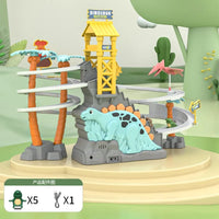 HKM-156691 Dinosaur Climbing Slide Toy with Light and Music for Kids, Electric Race Track Set
