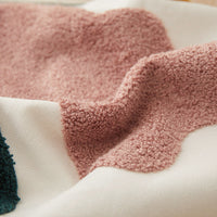 HKM-156691 Morandi Seaweed Color Block Plush Embroidery Pillowcase - All Cotton Canvas, 45x45 cm