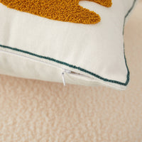 HKM-156691 Morandi Seaweed Color Block Plush Embroidery Pillowcase - All Cotton Canvas, 45x45 cm
