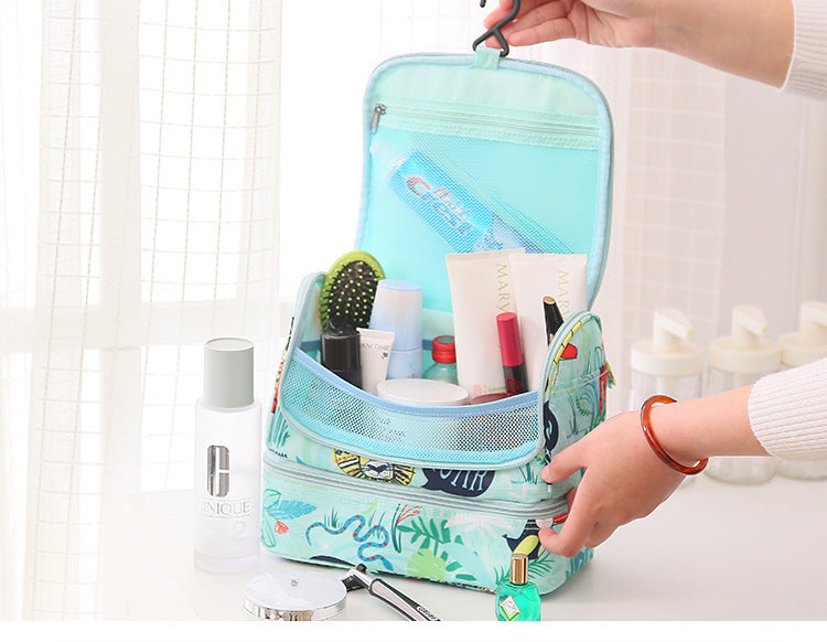 HKM-156819 Large-Capacity Nylon Wash Bag with Double Chain Head and 4 Inner Mesh Storage Pockets, 26x13x28cm