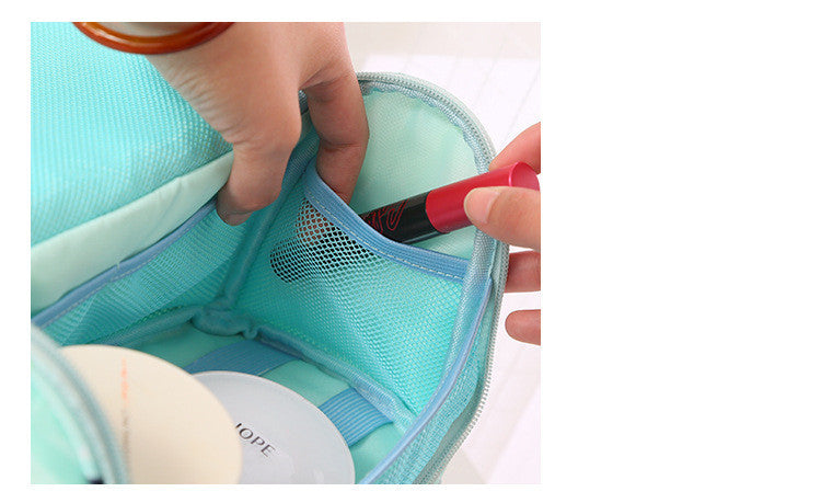 HKM-156819 Large-Capacity Nylon Wash Bag with Double Chain Head and 4 Inner Mesh Storage Pockets, 26x13x28cm
