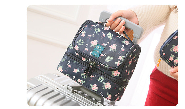 HKM-156819 Large-Capacity Nylon Wash Bag with Double Chain Head and 4 Inner Mesh Storage Pockets, 26x13x28cm