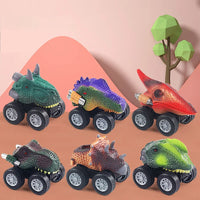 HKM-157139 Dinosaur-Themed Pull-Back Toy Cars for Kids – Inertia Mini Vehicle, Realistic Design, Plastic Construction