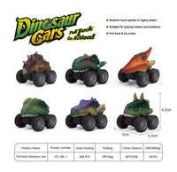 HKM-157139 Dinosaur-Themed Pull-Back Toy Cars for Kids – Inertia Mini Vehicle, Realistic Design, Plastic Construction