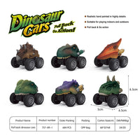 HKM-157139 Dinosaur-Themed Pull-Back Toy Cars for Kids – Inertia Mini Vehicle, Realistic Design, Plastic Construction