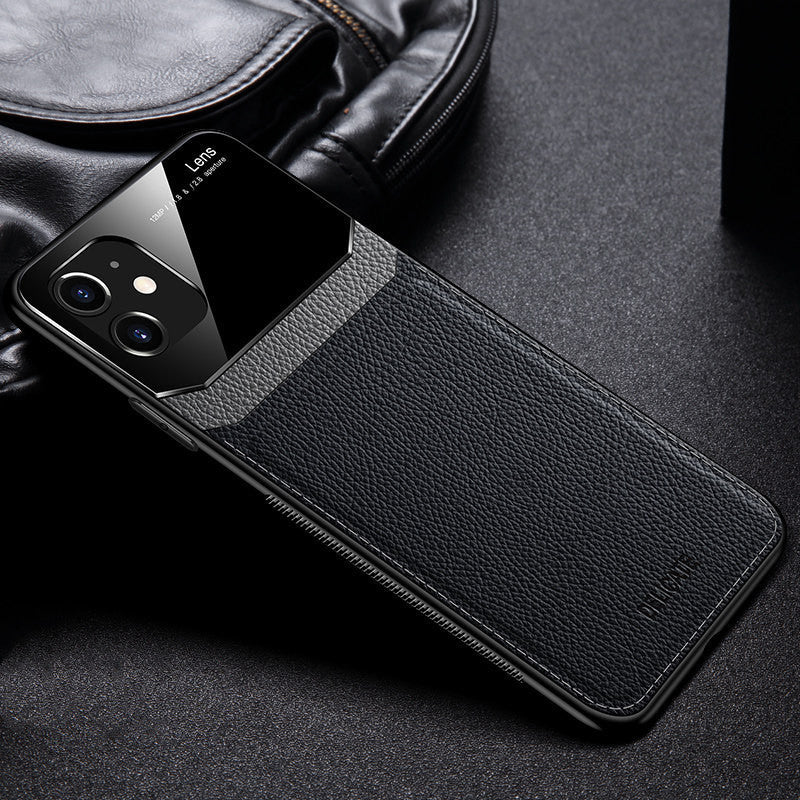 HKM-157139 Sleek Glass Skin Back Cover for Ultimate Protection - PC and Leather Blend