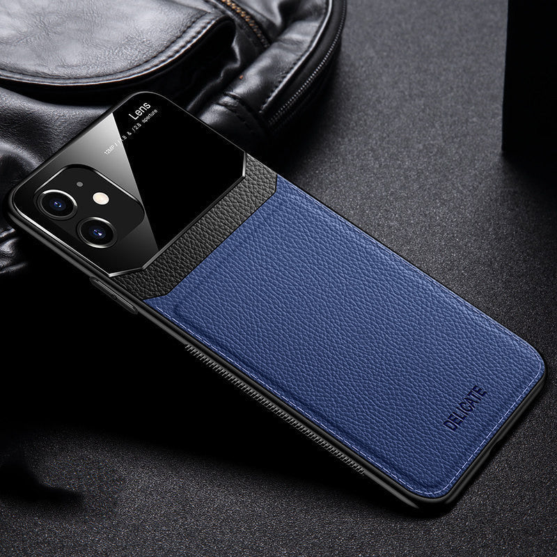 HKM-157139 Sleek Glass Skin Back Cover for Ultimate Protection - PC and Leather Blend