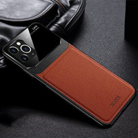 HKM-157139 Sleek Glass Skin Back Cover for Ultimate Protection - PC and Leather Blend