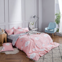 HKM-157203 Cotton Twill Print Bedding Set - Four-Piece Floral Design for 1.8m Beds