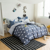 HKM-157203 Cotton Twill Print Bedding Set - Four-Piece Floral Design for 1.8m Beds