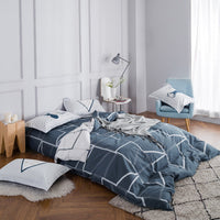 HKM-157203 Cotton Twill Print Bedding Set - Four-Piece Floral Design for 1.8m Beds