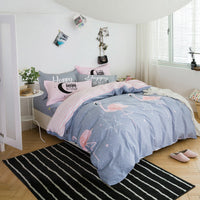 HKM-157203 Cotton Twill Print Bedding Set - Four-Piece Floral Design for 1.8m Beds