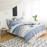 HKM-157203 Cotton Twill Print Bedding Set - Four-Piece Floral Design for 1.8m Beds