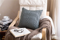 HKM-157267 Coarse Wool Knitted Cushion Cover - Modern Simple Design, 45x45cm, Acrylic Material