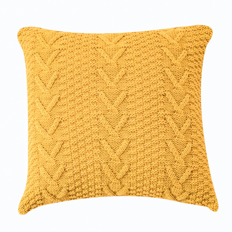 HKM-157267 Coarse Wool Knitted Cushion Cover - Modern Simple Design, 45x45cm, Acrylic Material