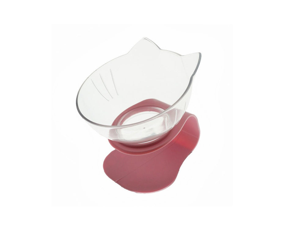 HKM-157395 Transparent Cat Head Double Feeding Bowl with Neck Protection Design
